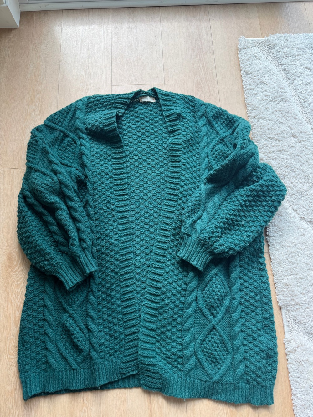 Altar'd State Teal Cable Knit Open Cardigan Oversized